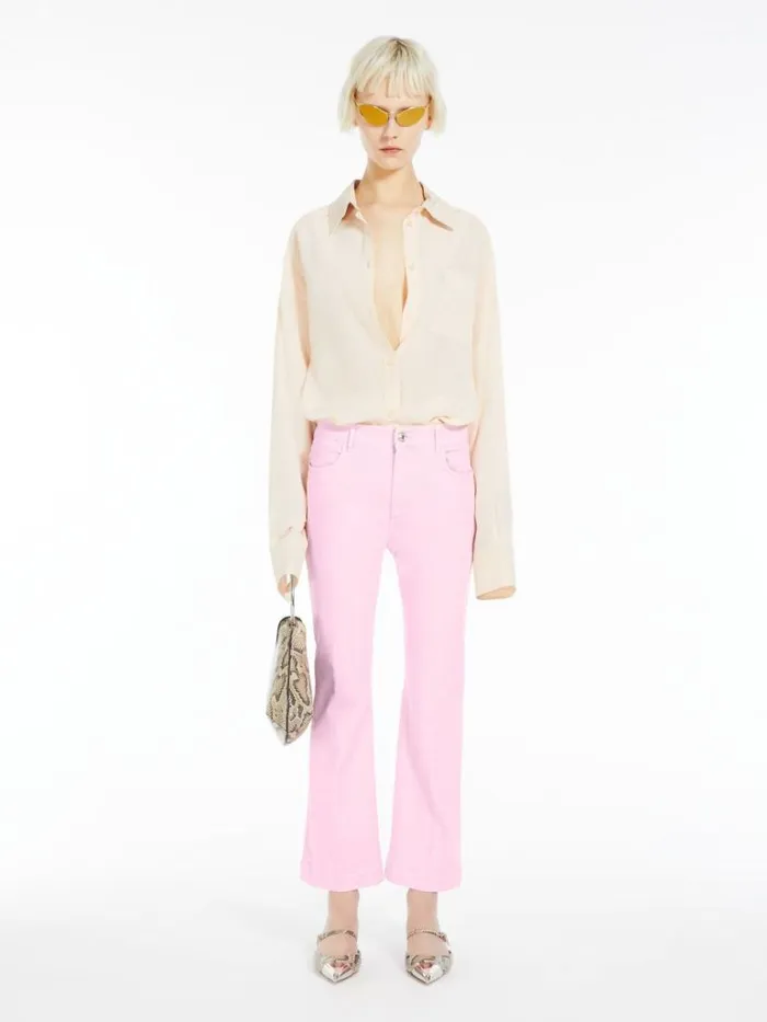 Women Max Mara Trousers And Jeans Denim Mini Flare Trousers Pink