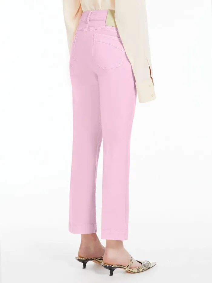 Women Max Mara Trousers And Jeans Denim Mini Flare Trousers Pink