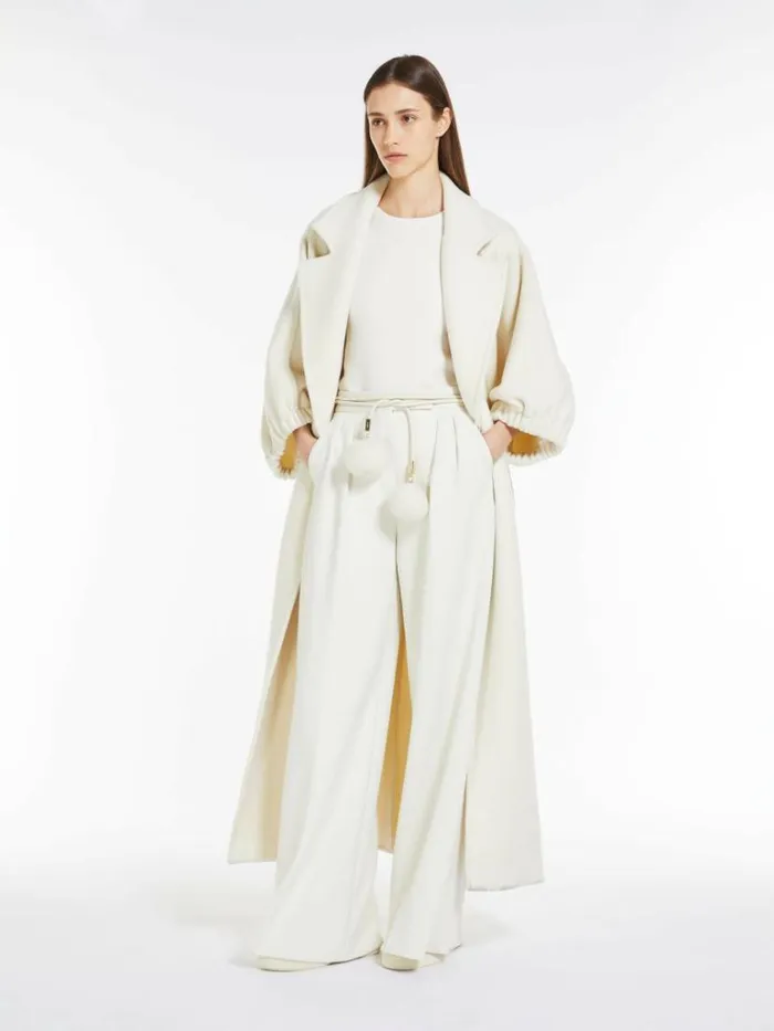 Women Max Mara Trousers And Jeans Flared Trousers In Scuba Jersey Ivory