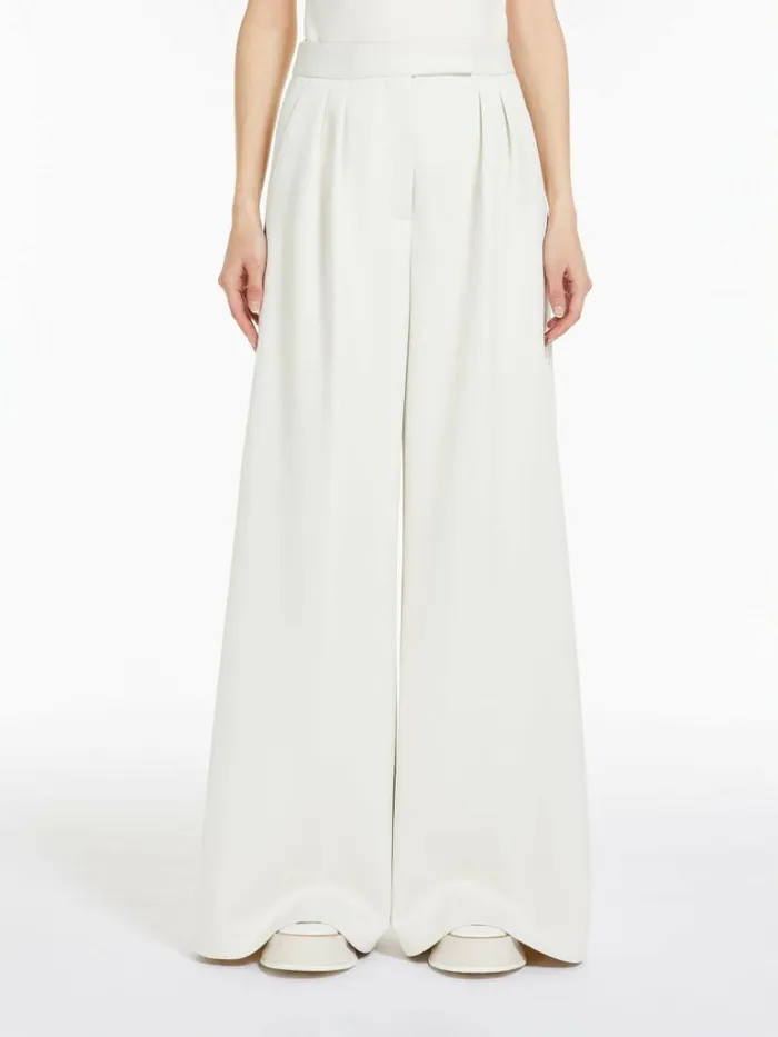 Women Max Mara Trousers And Jeans Flared Trousers In Scuba Jersey Ivory