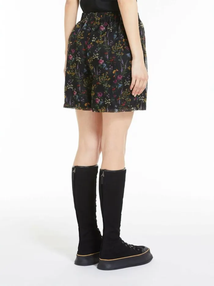 Women Max Mara Trousers And Jeans Floral Silk Organza Shorts Black