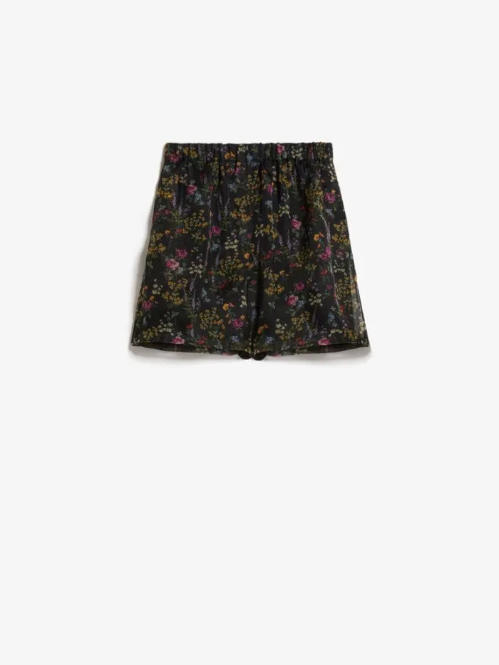 Women Max Mara Trousers And Jeans Floral Silk Organza Shorts Black