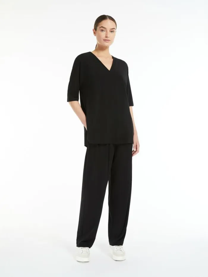 Women Max Mara Trousers And Jeans Jersey Crepe Carrot Trousers Black