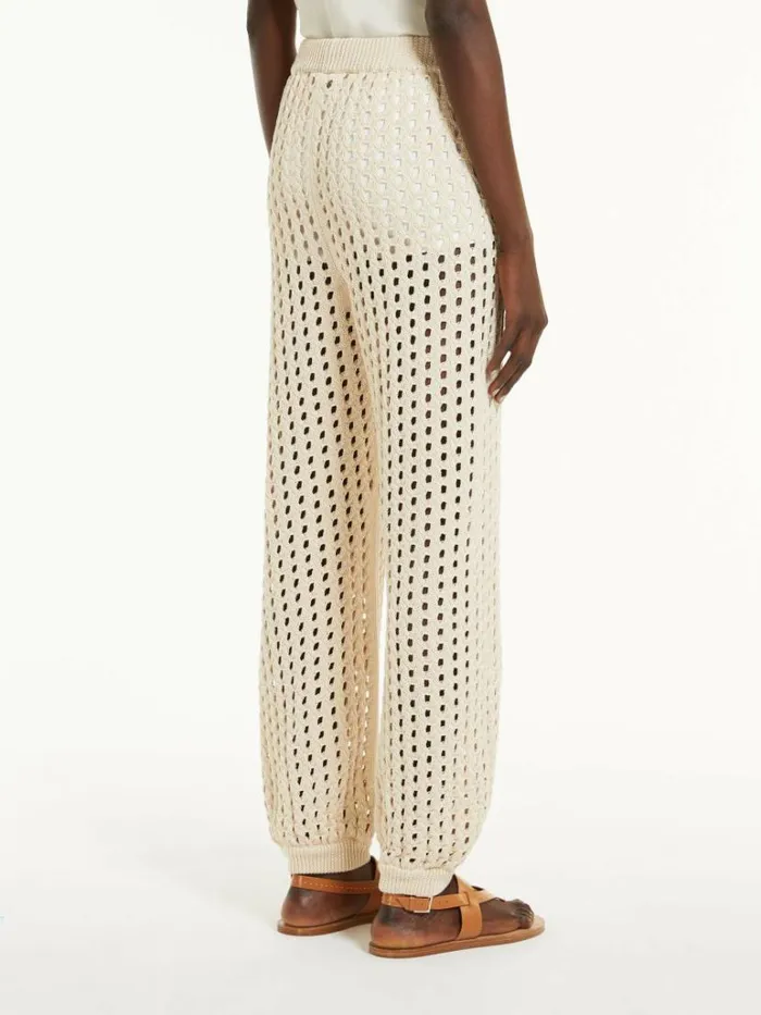Women Max Mara Trousers And Jeans Mesh Joggers In Cotton Ivory