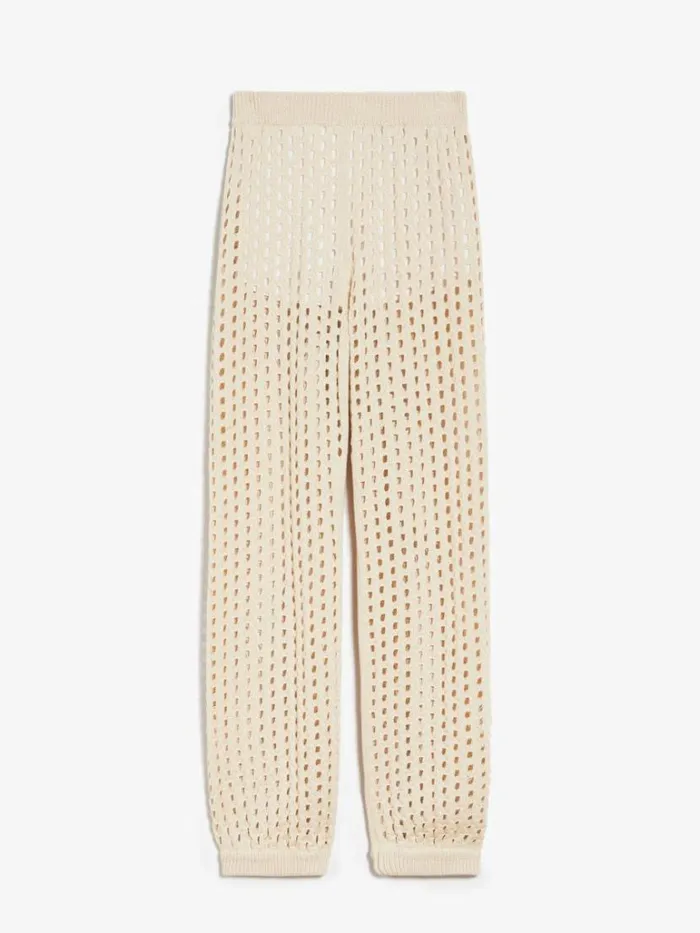 Women Max Mara Trousers And Jeans Mesh Joggers In Cotton Ivory