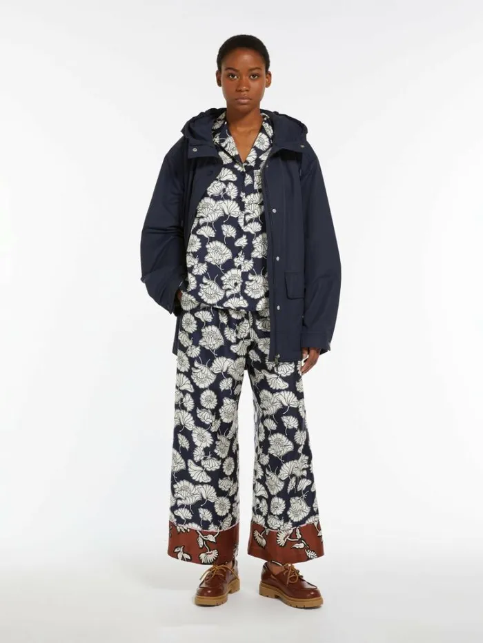 Women Max Mara Trousers And Jeans Printed Silk Pyjama Trousers Navy