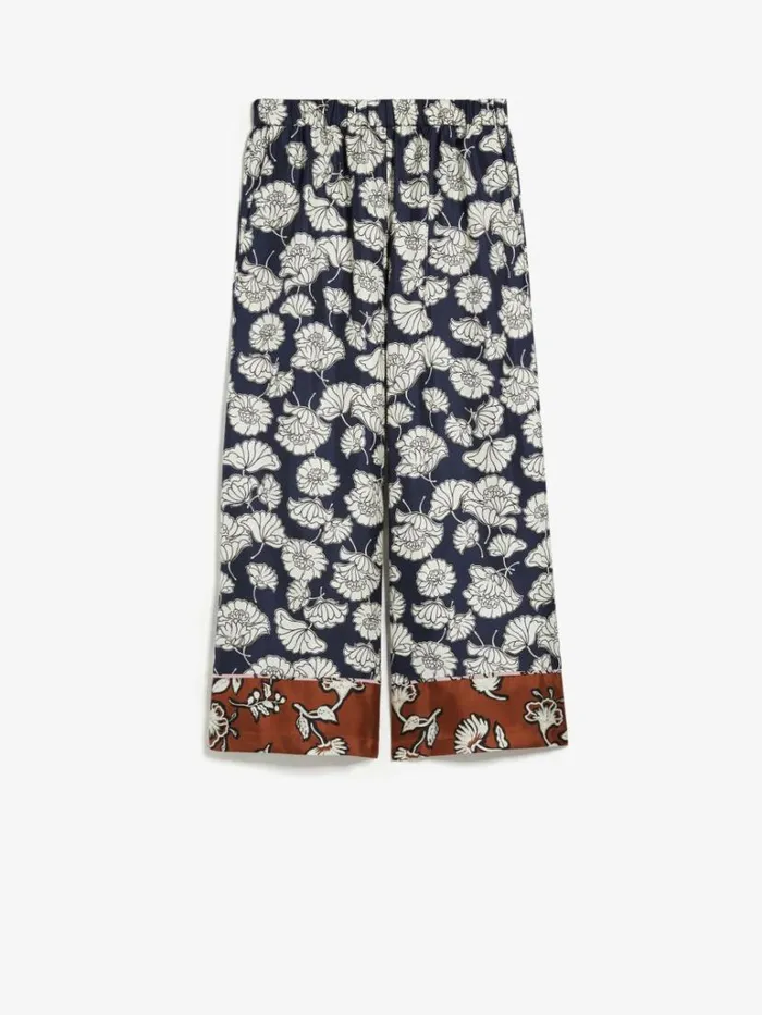 Women Max Mara Trousers And Jeans Printed Silk Pyjama Trousers Navy