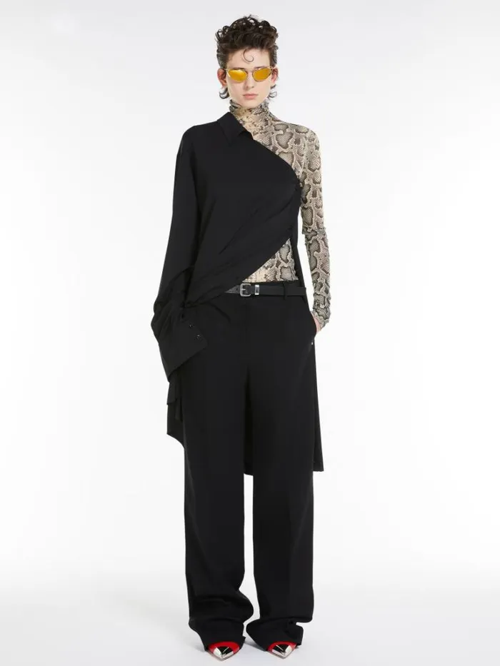 Women Max Mara Trousers And Jeans Waterproof Gabardine Boyfriend Trousers Black