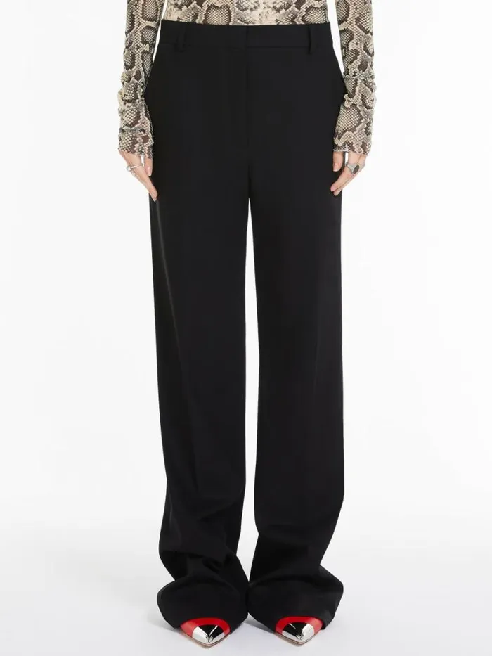 Women Max Mara Trousers And Jeans Waterproof Gabardine Boyfriend Trousers Black