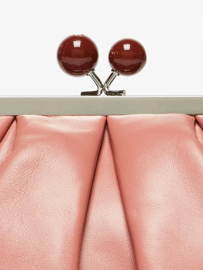 Women Max Mara Weekend Bag Small Nappa Leather Pasticcino Bag Antique Rose