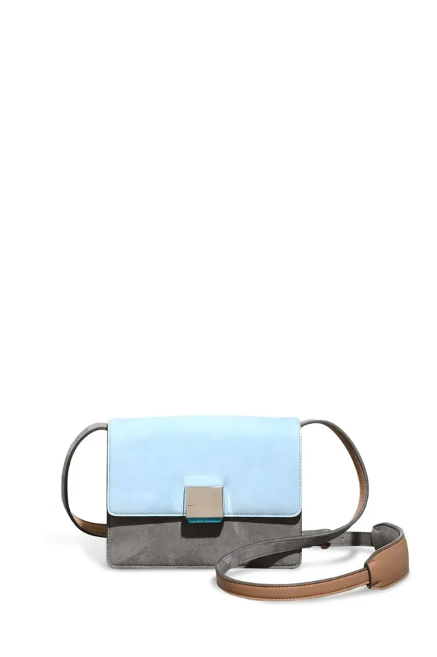 WomenMen Crossbody Bags Gabriela Hearst Mercedes Bag In Grey and Light Blue Suede With Nude Nappa Leather WomenMen Crossbody Bags Gabriela Hearst Mercedes Bag In Grey and Light Blue Suede With Nude Nappa Leather
