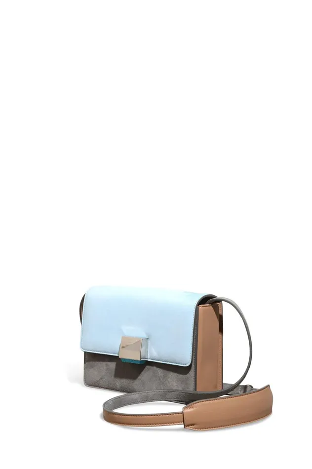 WomenMen Crossbody Bags Gabriela Hearst Mercedes Bag In Grey and Light Blue Suede With Nude Nappa Leather