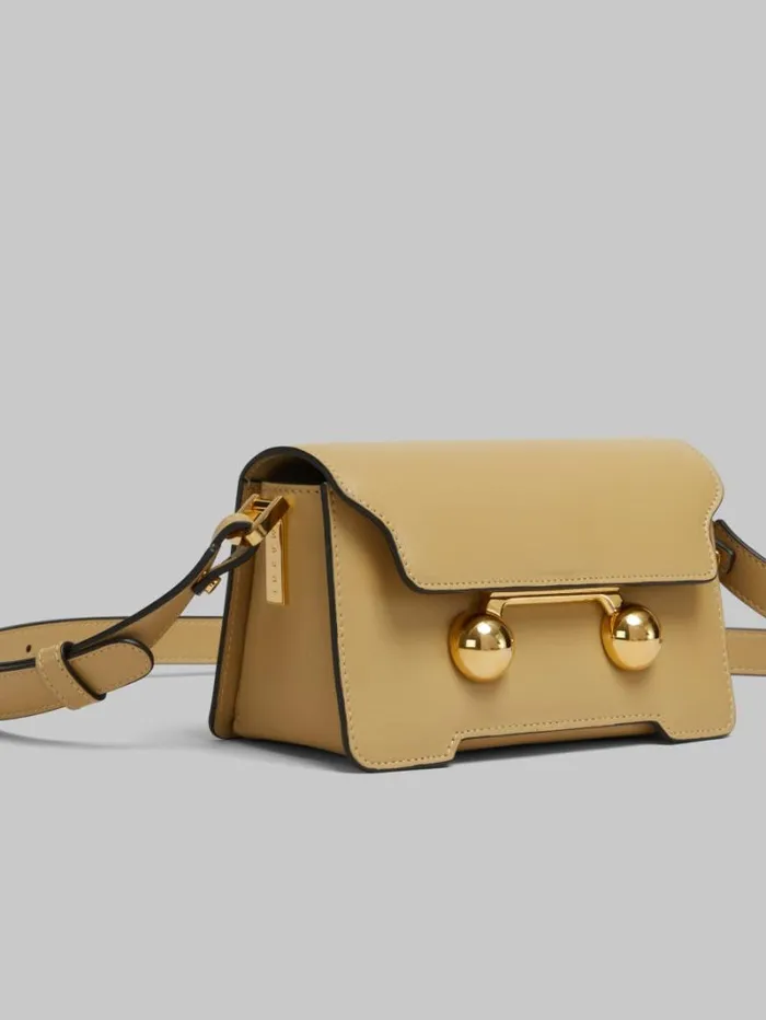 WomenMen Marni Trunkaroo Bag Camel Leather Trunkaroo Mini Shoulder Bag