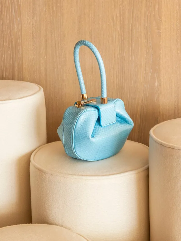 WomenMen Top Handles Gabriela Hearst Demi Bag In Pale Blue Snakeskin