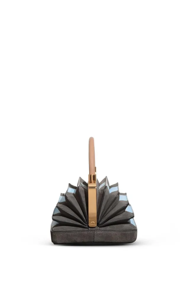 WomenMen Top Handles Gabriela Hearst Diana Bag In Grey and Light Blue Suede With Nude Nappa Leather Handle