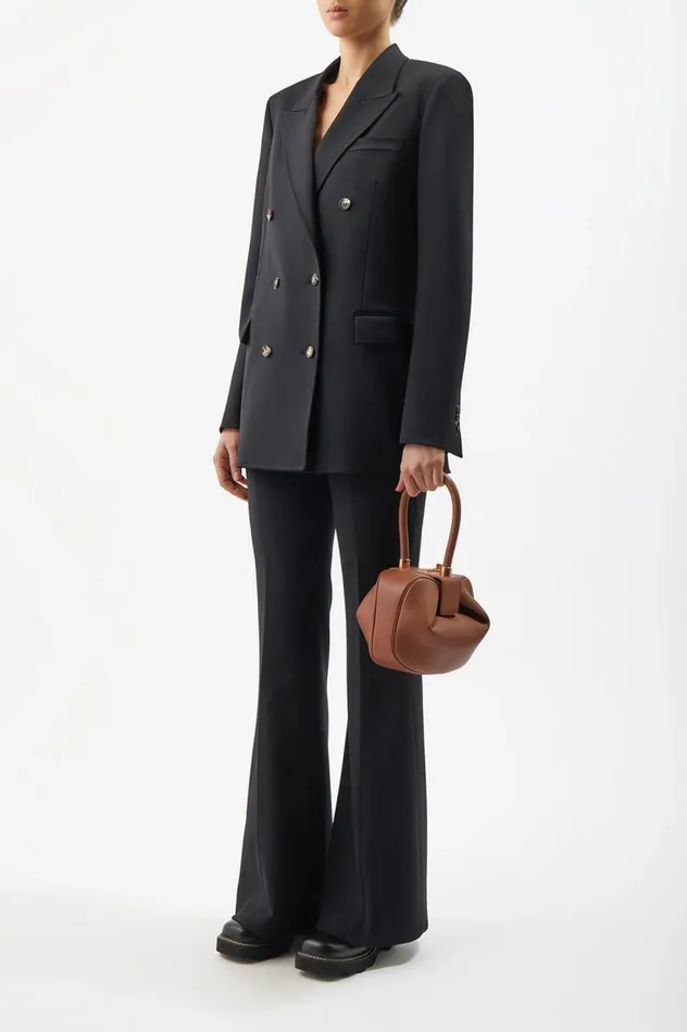 WomenMen Top Handles Gabriela Hearst Nina Bag In Gold Black and Ivory Stripes Nappa Leather