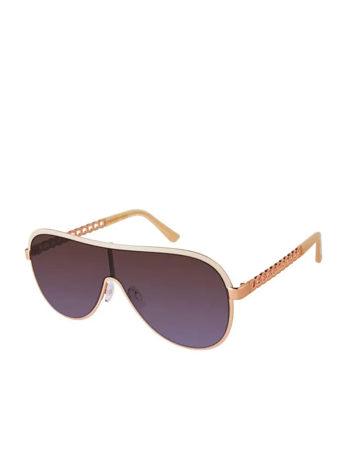 Women Metal Shield Aviator Pilot Sunglasses In Rose Gold and Nude Jessica Simpson Sunglasses