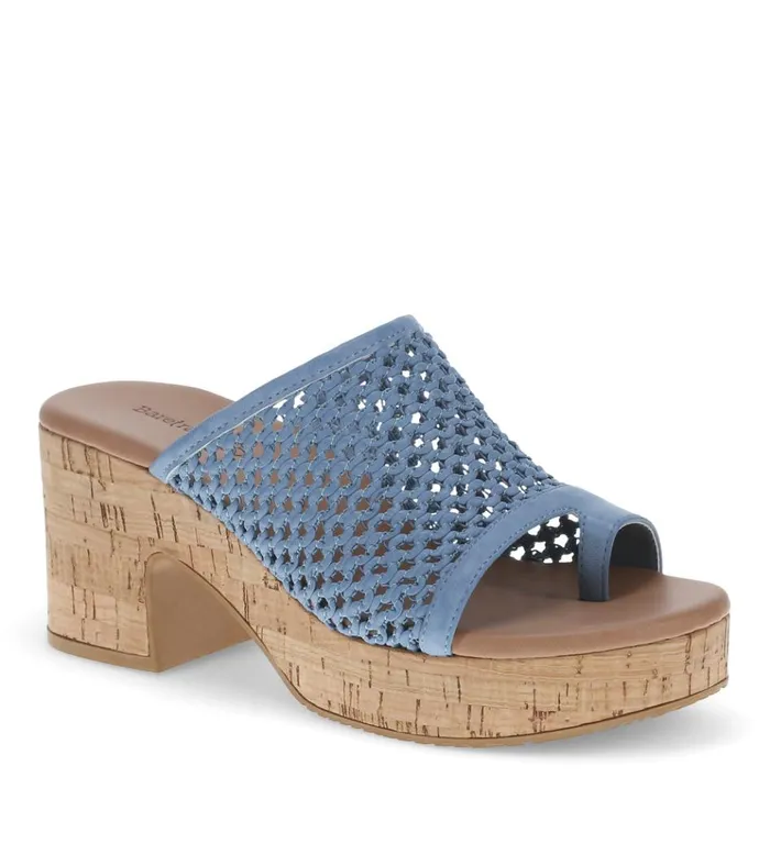 Women Michaela Block Heel Sandal Island Blue Baretraps Slides and Slip On Sandals