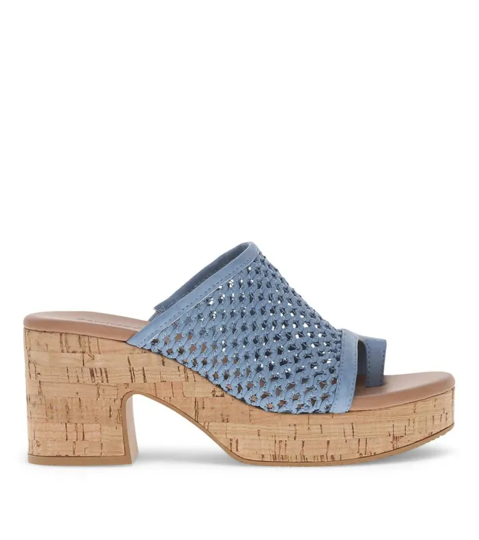 Women Michaela Block Heel Sandal Island Blue Baretraps Slides and Slip On Sandals