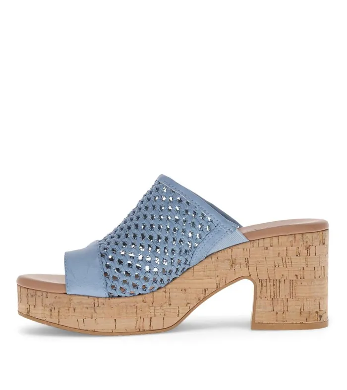 Women Michaela Block Heel Sandal Island Blue Baretraps Slides and Slip On Sandals