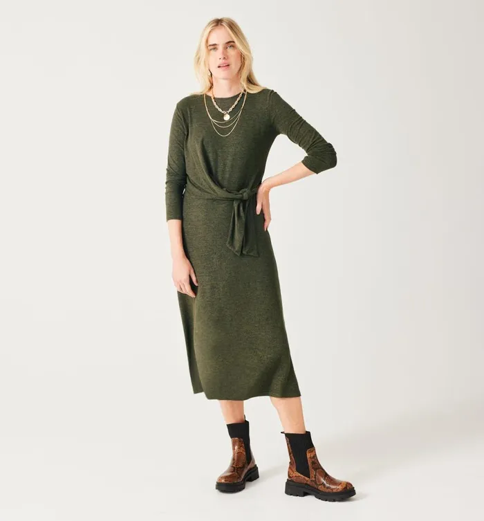 Women MidLength Jersey Dress 8211 Khaki Promod Dresses
