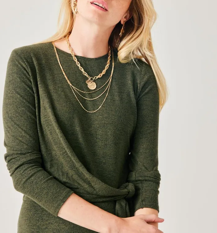 Women MidLength Jersey Dress 8211 Khaki Promod Dresses Women MidLength Jersey Dress 8211 Khaki Promod Dresses