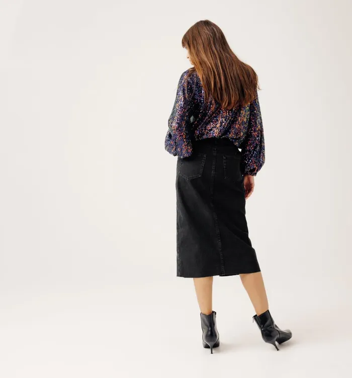 Women Midi Denim Skirt 8211 Black Denim Promod Skirts Women Midi Denim Skirt 8211 Black Denim Promod Skirts