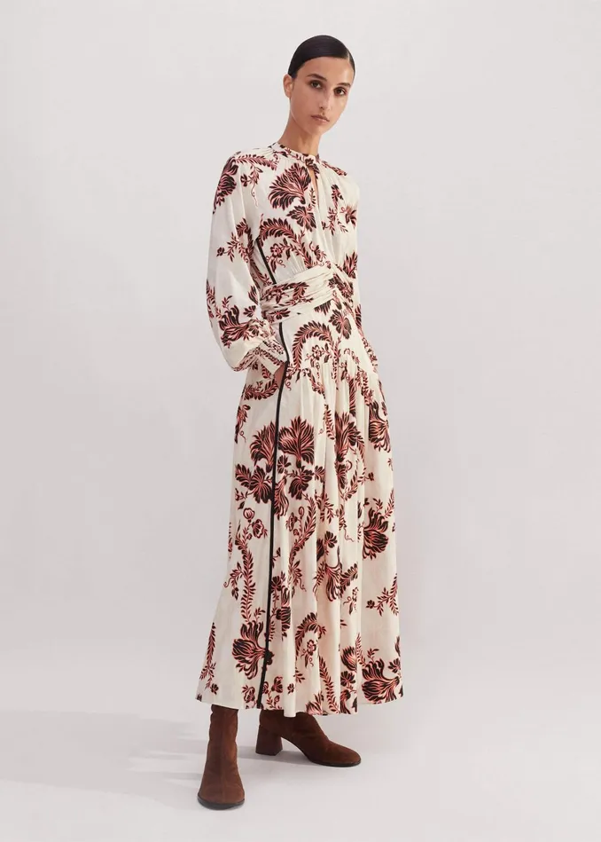 Women Midnight Floral Print Maxi Dress Light Creamblackpeach MEEM