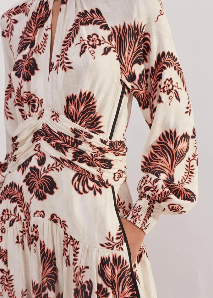 Women Midnight Floral Print Maxi Dress Light Creamblackpeach MEEM