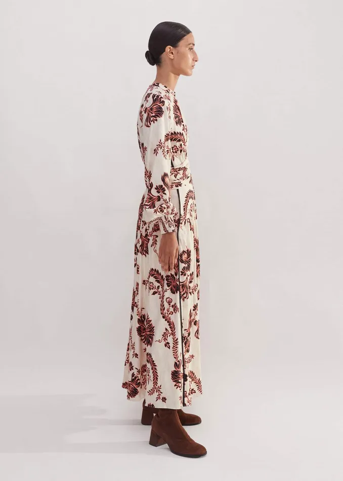 Women Midnight Floral Print Maxi Dress Light Creamblackpeach MEEM