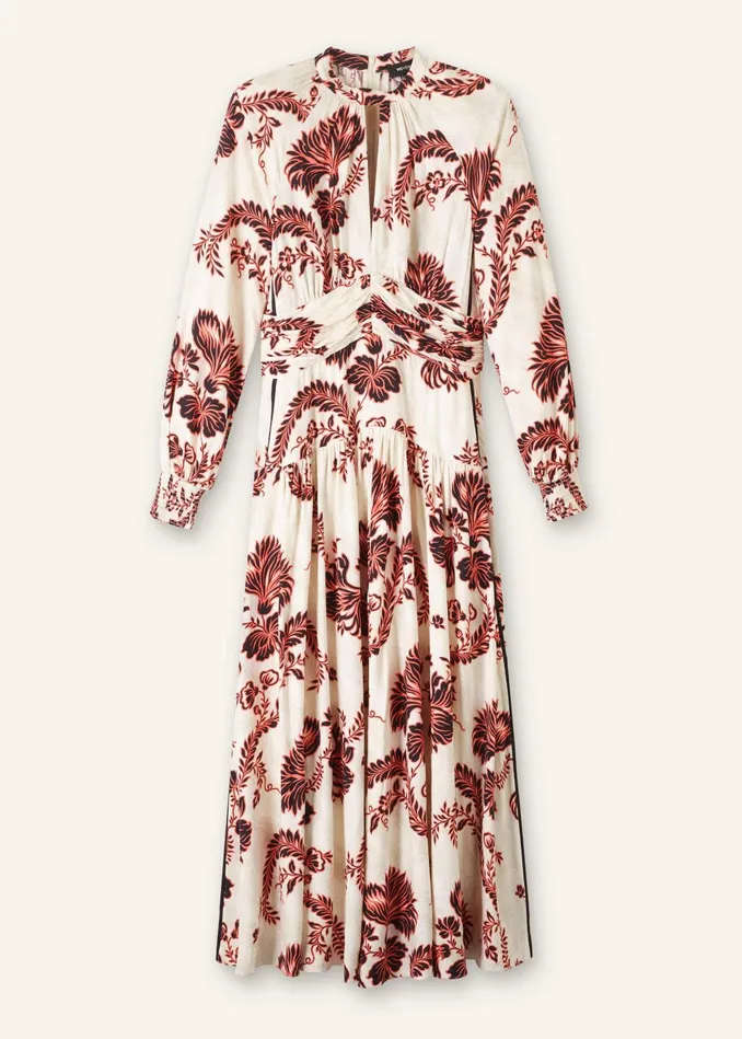 Women Midnight Floral Print Maxi Dress Light Creamblackpeach MEEM