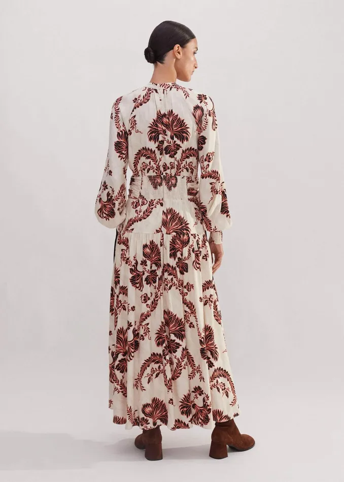 Women Midnight Floral Print Maxi Dress Light Creamblackpeach MEEM