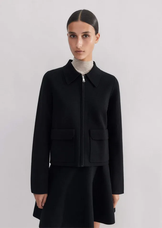 Women Milano Knit ZipThrough Jacket Black MEEM