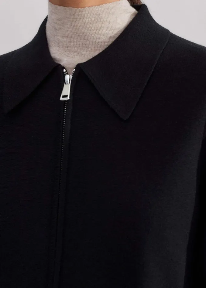 Women Milano Knit ZipThrough Jacket Black MEEM