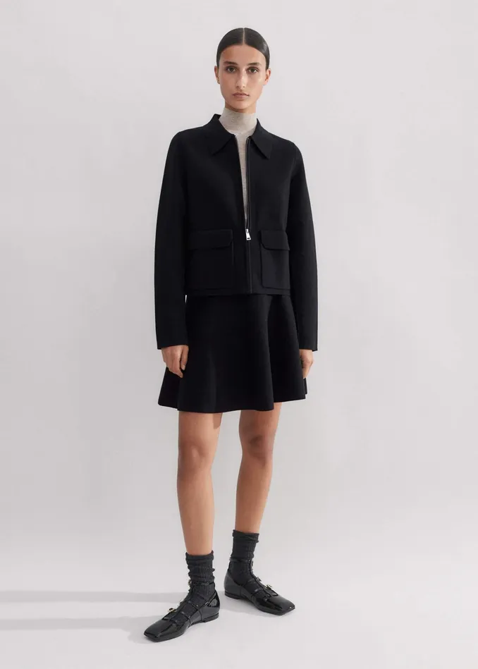 Women Milano Knit ZipThrough Jacket Black MEEM