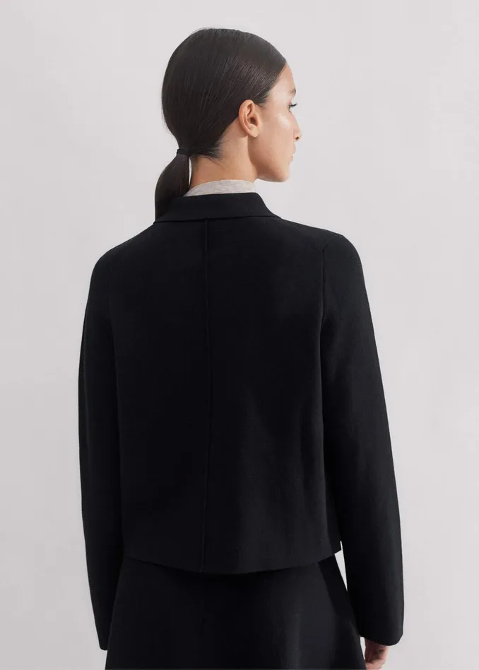 Women Milano Knit ZipThrough Jacket Black MEEM