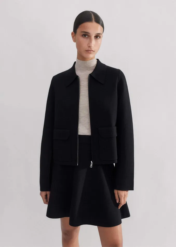Women Milano Knit ZipThrough Jacket Black MEEM
