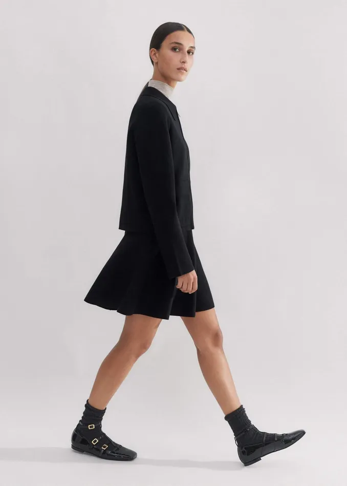 Women Milano Knit ZipThrough Jacket Black MEEM