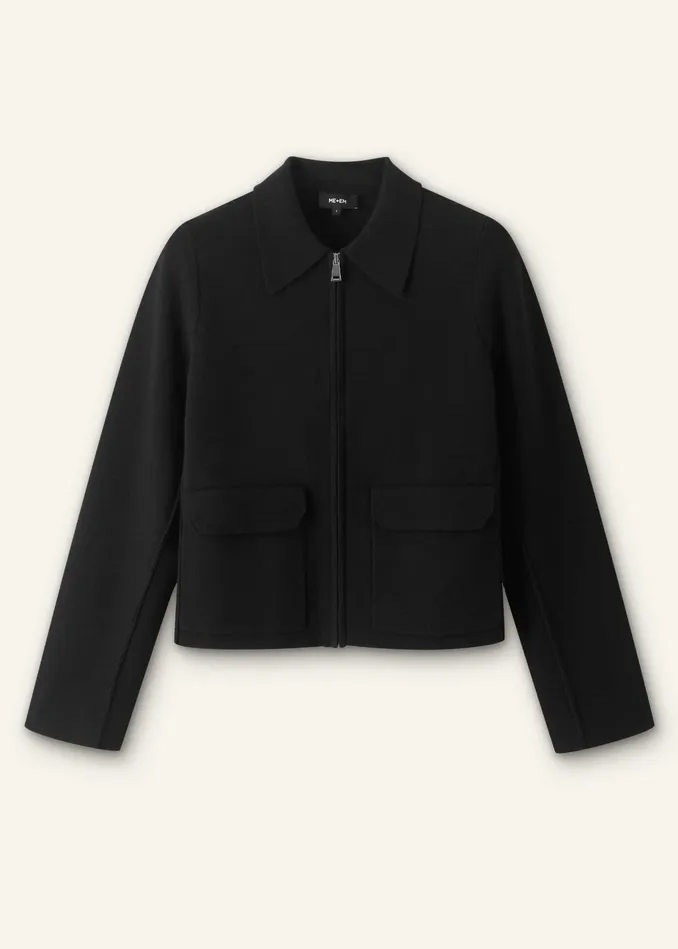 Women Milano Knit ZipThrough Jacket Black MEEM
