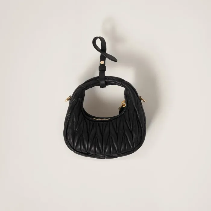 Women Mini Bags Miu Miu Wander Matelass Nappa Leather Micro Hobo Bag Black Women Mini Bags Miu Miu Wander Matelass Nappa Leather Micro Hobo Bag Black