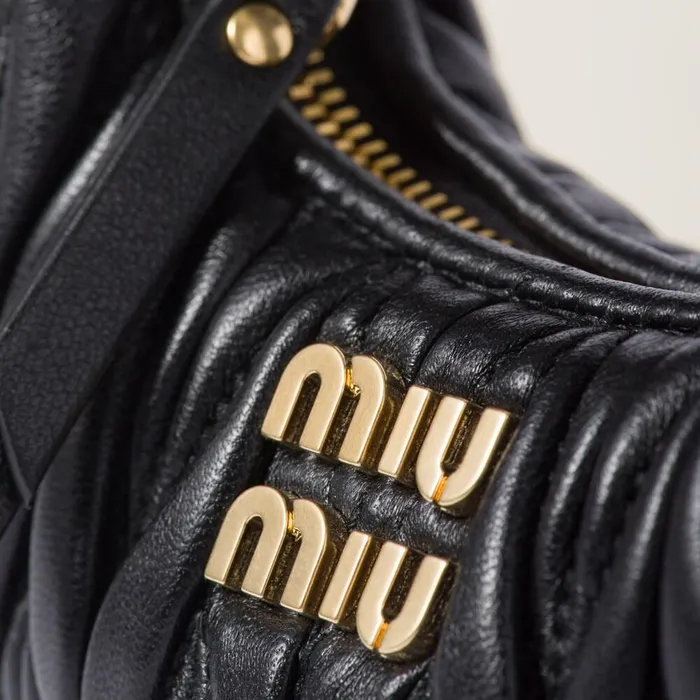 Women Mini Bags Miu Miu Wander Matelass Nappa Leather Micro Hobo Bag Black Women Mini Bags Miu Miu Wander Matelass Nappa Leather Micro Hobo Bag Black