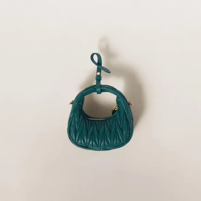 Women Mini Bags Miu Miu Wander Matelass Nappa Leather Micro Hobo Bag Lagoon Blue Women Mini Bags Miu Miu Wander Matelass Nappa Leather Micro Hobo Bag Lagoon Blue