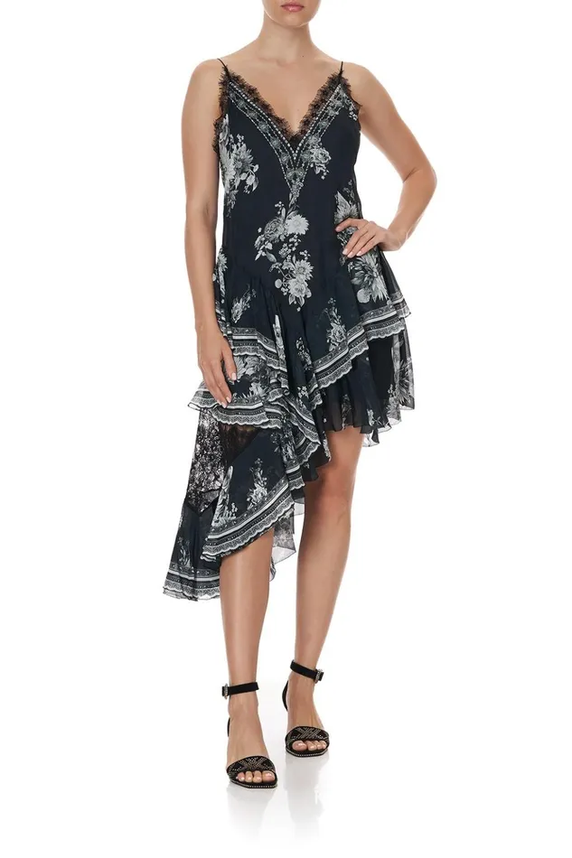 Women Mini Dresses Camilla Layered Asymmetrical Dress Moonshine Bloom
