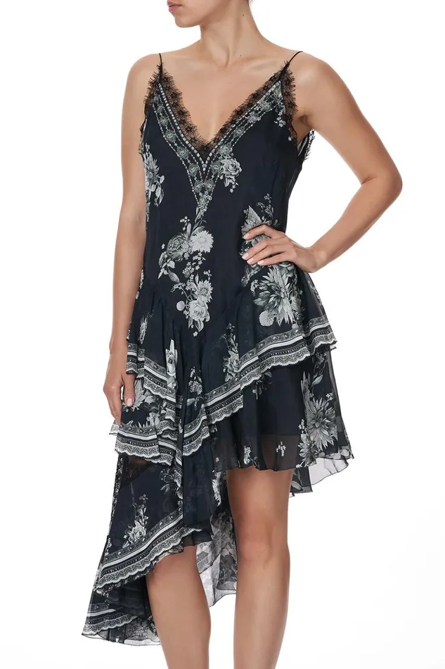 Women Mini Dresses Camilla Layered Asymmetrical Dress Moonshine Bloom