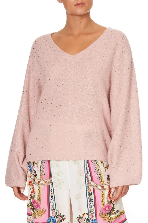 Women Modest Clothing Camilla Knit V Neck Jumper W Dolman Sleeve Party In The Palace