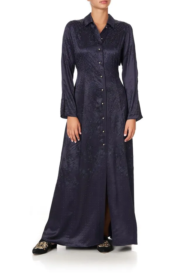Women Modest Clothing Camilla Printed Trench Luxe Navy