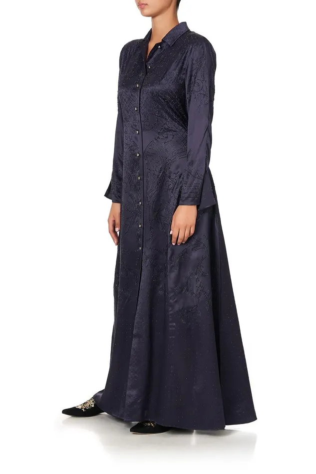 Women Modest Clothing Camilla Printed Trench Luxe Navy