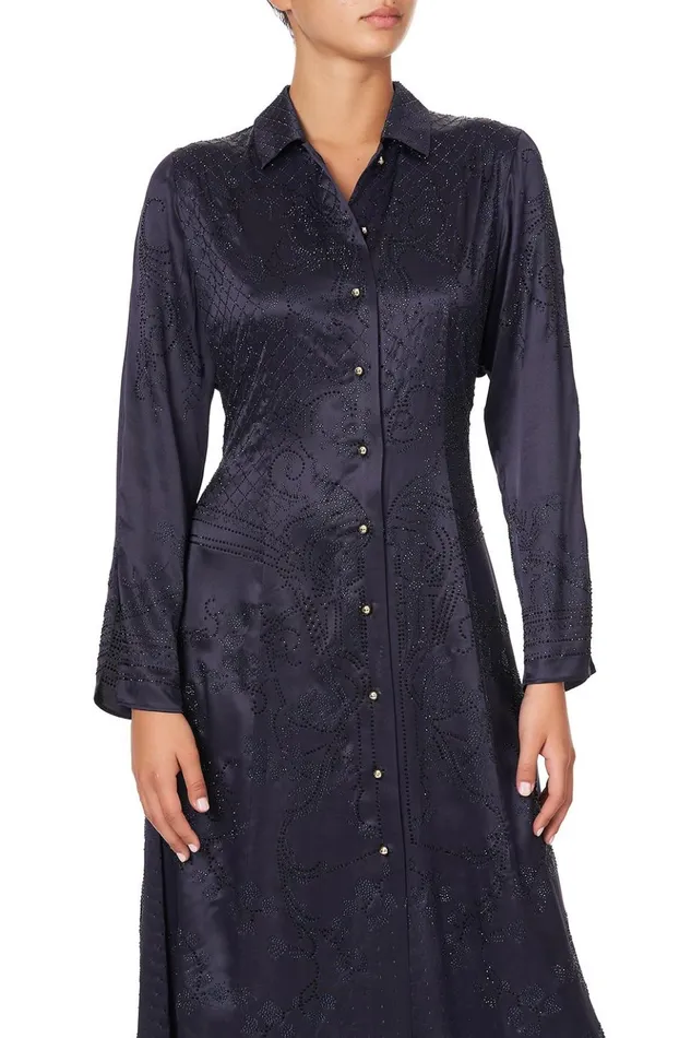 Women Modest Clothing Camilla Printed Trench Luxe Navy