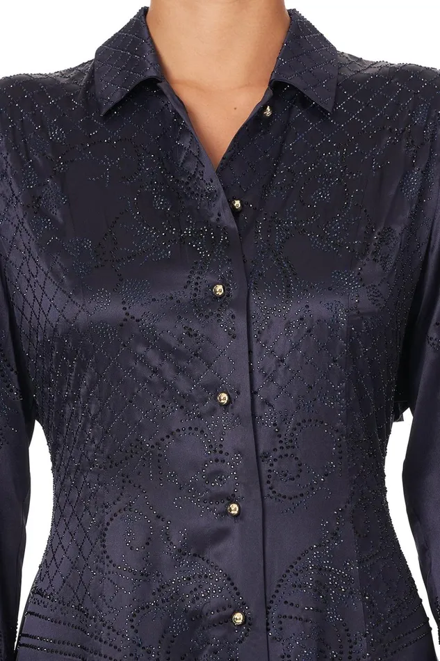 Women Modest Clothing Camilla Printed Trench Luxe Navy