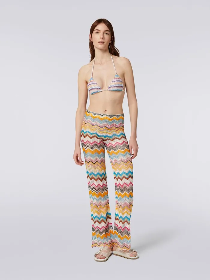Women Multicoloured Zigzag Cover Up Trousers Multicoloured Missoni Beachwear